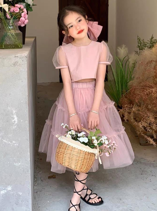 KR104 - Set áo croptop & váy tầng công chúa
