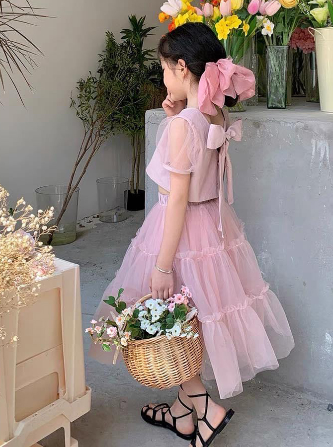 KR014 - Set áo croptop & váy t?ng công chúa